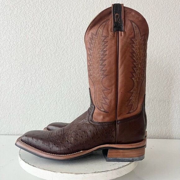 Rod Patrick Mens Cowboy Boots Size 12AA Brown Smooth Ostrich Western Square Toe - Picture 5 of 15